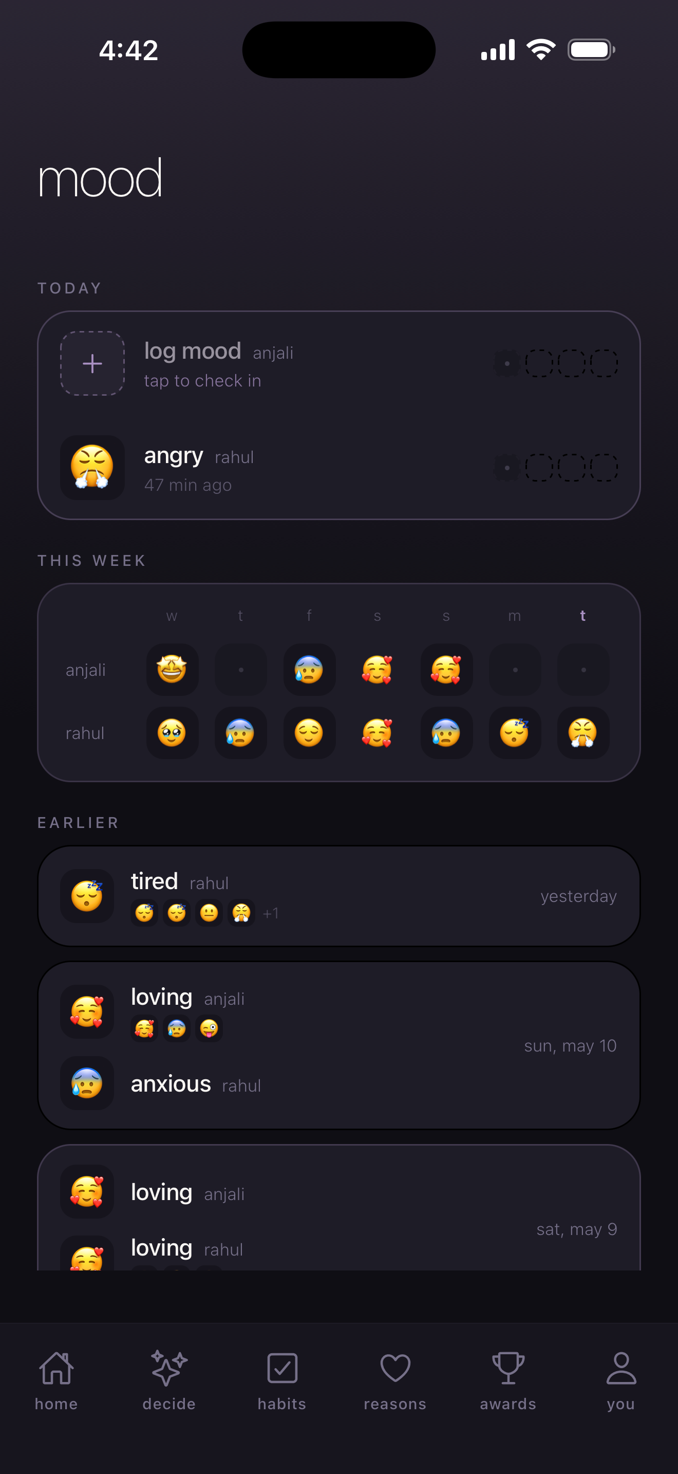 mood — log your mood for both to see